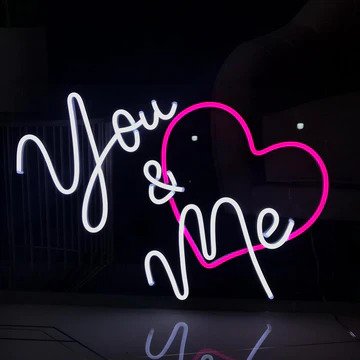 You and Me Heart Neon Sign